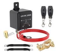 Remote Battery Disconnect Switch Kit, 250A DC 12V Top Post Negative Battery Disconnect Switch for Car RV Truck Vehicle,Battery Cut Off Switch Anti-Theft Prevent Battery Drain