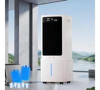 Remote Control 12L Evaporative Cooler, 800 m³/h Ventless Humidifying Floor Unit, 12H Timer, 90° Swing for Bedroom, White