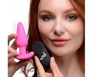 Remote Control 21X Vibrating Silicone Butt Plug - Pink