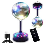 Remote Control 6 Inch Rotating Mirrors Disco Ball Light with 5RPM-9RPM Adjustable Rotary Motor 24 RGB LED Mood Lights Great for Home Party Dance Holiday Christmas Decoration（USB/Battery Powered）