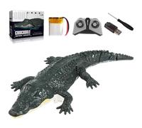 Remote Control Alligator 2.4 Ghz, Dual-Propeller, Realistic Pool RC Alligator Waterproof Rechargeable Remote Control Alligator Water Toys for Swimming Pool Bathroom Toys Gift Remote Control Alligator