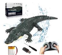 Remote Control Alligator 2.4 Ghz, Dual-Propeller, Realistic Pool RC Alligator Waterproof Rechargeable Remote Control Alligator Water Toys for Swimming Pool Bathroom Toys Gift Remote Control Alligator