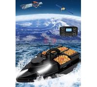 Remote Control Bait Boat with 4 Feed Hoppers, Long-Lasting 18000mAh Battery, Dual Positioning for Precision, Ideal for Night Fishing and Waterproof Design