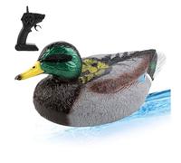 Remote Control Boat 13x6x6'' Realistic Duck Decoys Plastic Waterproof Rc Boat with Dual-Propeller Automatic Power-off above Water Duck Decoy for Pond Pool Gift USB Charging