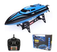 Remote Control Boat for Lakes, Pools and Outdoor Adventure 2.4G 4 Channel High Speed Electric RC Boat Gift for Child - Blue