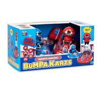 Remote Control Bumpa Karts Set of 2 - Red & Blue Team RC Bumper Cars with Ejecting Riders, 360° Control, Dual Remotes, Impact Bump Zones, Kids Battle Toy Game for Ages 3+