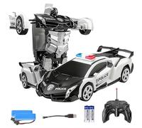 Remote Control Car, 1:18 Scale Transforming Remote Control Car,One-Click Becoming Robot Transforming Toys Cars with Flashing Light,360° Rotating, Deformation Cars for Kids Age 3-8 Years Old
