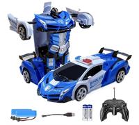 Remote Control Car, 1:18 Scale Transforming Remote Control Car,One-Click Becoming Robot Transforming Toys Cars with Flashing Light,360° Rotating, Deformation Cars for Kids Age 3-8 Years Old