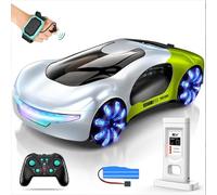 Remote Control Car，2.4GHz Remote New Energy Concept With Car,Supports 360-Degree Stunts - Charging Station , With 4 LED Light Modes-Music & Spray, For Christmas And Birthday Gifts (White and green)