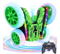 Remote Control Car for Children, Cool Lights 360° Spin Double Sided Flips RC Cars, Outdoor 4WD Off Road Stunt Car, Toy for Boys Girls Age 6-12 Birthday Gift Green