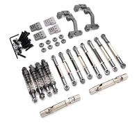 Remote Control Car Parts Compatible With WPL C14 C24 C24-1 C54 1/16 RC Car Upgrade Parts Metal For Chassis Link Rod Pull Mount Shock Absorber Drive Shaft Set(Grey)