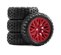 Remote Control Car Tire Compatible With Arrma 2S For Typhon For Grom 1/18 RC Car Upgrade Parts Accessories 4pcs 67mm Rubber Tire Tyre 12mm Hex(Red)