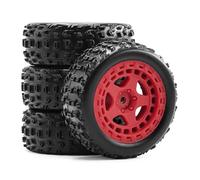 Remote Control Car Tire Compatible With Arrma For Typhon For Grom 1/18 RC Car Upgrade Parts Accessories 4pcs 69mm Rubber Tire Tyre 12mm Hex(Red)