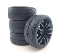 Remote Control Car Tire Compatible With HSP For HPI 6030-6081 1/10 RC On-Road Car Upgrade Parts Accessories For Racing 4Pcs Rubber Tires Plastic Wheel(Black)
