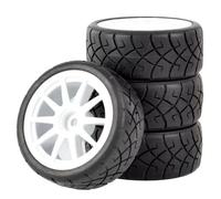 Remote Control Car Tire Compatible With WLtoys 144001 1/18 1/16 1/10 RC Car Upgrade Parts Accessories 4pcs Rubber Tires Wheels Rims 12mm Hex Hub(White)