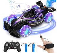 Remote Control Cars, RC Drift Car with Cool LED Light Music and Spray Device Hand Controlled Gesture RC Car Indoor and Outdoor Toys for Kids Christmas Birthday Gift for Boy Girls Age 6+ Years Purple