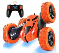 Remote Control Cars Stunt RC Car, 90 Min Playtime, 2.4Ghz Double Sided 360° Rotating RC Crawler with Headlights, 4WD Off Road Drift RC Race Car Toy Cool Gifts for Boys and Girls Aged 6-12 Orange