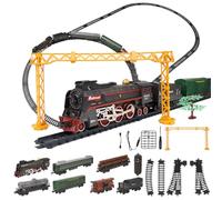 Remote Control Christmas Train Set, Electric Steam Train with Smoke, Lights & Sound, Deluxe Track Kit, Holiday Decor Gift for Hobbyists
