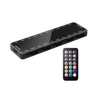 Remote Control Computer RGB Light Adapter - 5V 3-Pin PWM ARGB Fan Splitter With Temperature Monitoring, Computer Hub Light Adapter For LED Components, Remote Controlled | Practical PC Lighting Solutio