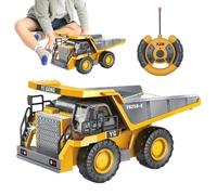 Remote Control Dump Truck - Kids Electric Trucks | Construction Vehicle Toy Set | 6 Channel Dump Truck, 8 Channel Excavator, Metal Bed, Rechargeable Battery | Lights And Sound