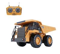 Remote Control Dump Truck, RC Construction Vehicle for Kids with 9 Channel Metal Bed Light Sound & Rechargeable Battery, Transport Garbage Truck Toy for Toddlers Boys Girls (Orange, 21x12.5x10.6cm)