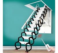 Remote Control Electric Attic Ladder - Telescopic Folding Design, 2M-3.8M Adjustable, Safe & Sturdy, Perfect for 90x110cm Openings, Max Height 3.2M, Space-Saving Solution