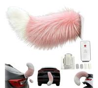 Remote Control Electric Car Tail,32cm Wagging Car Tail Decoration, Rechargeable Plush Animal Moving Tails,T-ail Drift for Cars,Animated Wagging Tails Device for RV Travel Rear Trucks Motorcycle (Pink