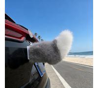 Remote Control Electric Car Tail, Cute Fluffy Handmade Wagging Tail for Auto Trunk Decoration, Rechargeable Cosplay Car Accessory for Vehicle Exterior (Grey and White)