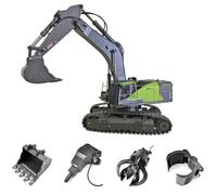 Remote Control Excavator Digger Model, 1:14 22CH 4-in-1 Crusher Construction Vehicles 360° Degree Rotation Truck with Sounds and Lights, Multifunctional Metal Engineering Vehicle for Adults