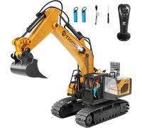 Remote Control Excavator for Boy 6 7 8 9 Years Old, 2.4 GHz Gravity Controlled Excavator Toys with Lights Sound, Rechargeable 11 CH RC Construction Vehicles Metal Shovel, Gifts for Kids 6-12 Year Old