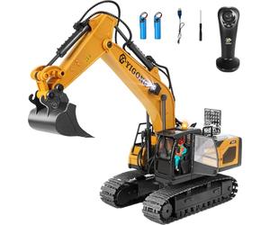 Remote Control Excavator for Boy 6 7 8 9 Years Old, 2.4 GHz Gravity Controlled Excavator Toys with Lights Sound, Rechargeable 11 CH RC Construction Vehicles Metal Shovel, Gifts for Kids 6-12 Year Old