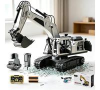Remote Control Excavator Toy, 2.4GHz RC Construction Vehicle with Tracked Chassis for Sandpit & Garden, Kids Ages 6+