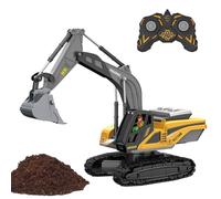 Remote Control Excavator Truck - Metal Dump Truck, Button Pour Out Dump Trucks Set With Rechargeable Battery | Sand Digger For Age 4 To 12 Kids Children Girls Boys Home Play Christmas Holidays