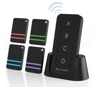 Remote Control Finder, Pack of 4 Find My Keys Device | Stick on Remote Finder Beeper, Tracker Tags for Car Keys and Phones | 120Ft Range 80dB RF Key Locator, Lost Key Finders That Make Noise