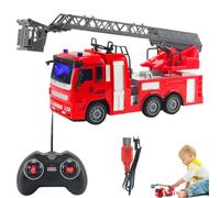 Remote Control Fire Truck - Electric Rescue Vehicle | Kids Fire Engine Toy - ABS Material 520g Four Way Wireless Control Ladder Spraying Design Brings Exciting Firefighting Play For Boys At Home