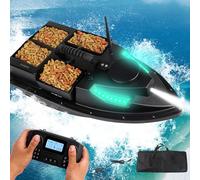 Remote Control Fishing Bait Boat with Auto Return and Night Lights, 500M Range, Includes 4 Feed Hoppers and Removable Battery for Efficient Fishing