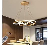 Remote Control Hanging Lamp LED Dimmable Pendant Light Creative Gold Bending Round Ring Ceiling Light Chandelier Kitchen Staircase Bedroom Restaurant Ceiling Suspension Lighting Fixtur It's