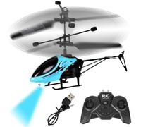 Remote Control Helicopter Kids, RC Helicopters with LED, Helicopters for Boys, One Key Take Off Landing, Aircraft Flying Toy, Stable Flight for Kids Adults Beginners, Blue