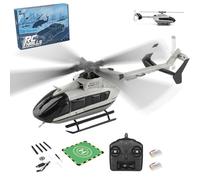 Remote Control Helicopter, WL-K160 EC-145 160-Class 2.4G 4CH Flybarless RC Helicopter Model with Ultra-Stable 6G Flight & 4-Propeller, for Beginner Enthusiasts (RTF Version) (Two Batteries)