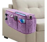 Remote Control Holder for Armchair, Couch Caddy with 14 Pockets, Purple | Non-Slip Recliner Pocket Organizer, TV Remote Holder Arm Chair Caddy for Recliner, Sofa Armrest Organizer for Phone Magazine