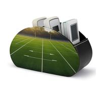 Remote Control Holder, Leather TV Sports Field in Green Remote Caddy Organizer, Desktop with 5 Compartments, Bedside Table Organizer for Home, Office, Living Room, Nightstand