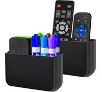 Remote Control Holder Wall Mount Multi-functional Magnetic Organizer, 2 Pack TV Remote Holder Wall Mount, Magnetic Pen Holders for Refrigerator, Whiteboard Marker Organizer, Locker Accessories (Black)