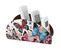 Remote Control Holder with 4 Compartments, DIY Diamond Art Painting Wooden Half Moon TV Control Holder for Remote Controllers, Office Supplies, Makeup Brush, Media Accessories-Butterfly-2