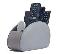 Remote Control Holder with 5 Compartments, Grey PU Leather Office Organization Storage Caddy Box for TV Remote, Heater Controllers, Media Player, Office Supplies, Makeup Brushes CEG10