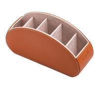 Remote Control Holder with 5 Compartments,Pu Leather Remote Caddy/box/tray Nightstand Desktop Storage Organizer Store Dvd,Media Player,Heater Controllers and Makeup Office