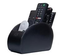 Remote Control Holder with 5 Pockets TV Remote Control Tidy and Organiser, Black PU Leather Living Room and Bedroom Storage Caddy Box CEG-10 by Connected Essentials