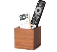 Remote Control Holder, Wooden TV Remote Holder for Table, Remote Organizer Caddy for Home Decor, Remote Box for Nightstand, Brown, 1 Slot - 3.5 Inch