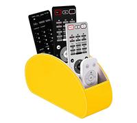 Remote Control Holders Organizer Box with 5 Compartment PU Leather Multi-functional Office Desk Storage Caddy Store Tv Remote for Media Player,Brush,Pencil,Glassees&Office Supplies (Yellow)
