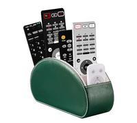Remote Control Holders Organizer Box with 5 Compartment PU Leather Multi-functional Office Desk Storage Caddy Store Tv Remote for Media Player,Brush,Pencil,Glassees&Office Supplies (Dark Green)