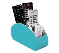 Remote Control Holders Organizer Box with 5 Compartment PU Leather Multi-functional Office Desk Storage Caddy Store Tv Remote for Media Player,Brush,Pencil,Glassees&Office Supplies (Lake Blue)